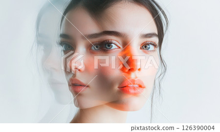 Conceptual Portrait of a Woman with a Fragmented Identity 126390004