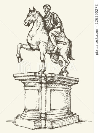 Statue of of Marcus Aurelius. Vector drawing 126390278