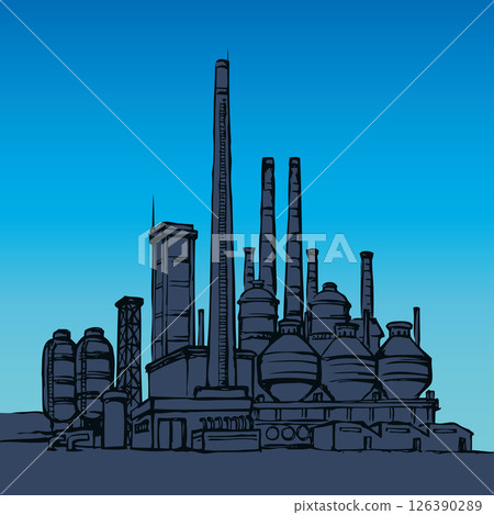 Large factory. Vector drawing Large factory. Vector drawing 126390289