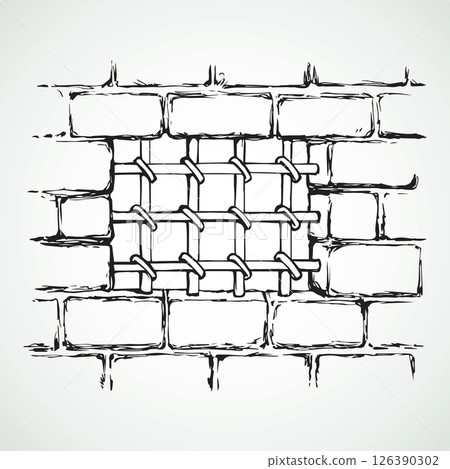 Ancient prison lattice. Vector drawing Ancient prison lattice. Vector drawing 126390302