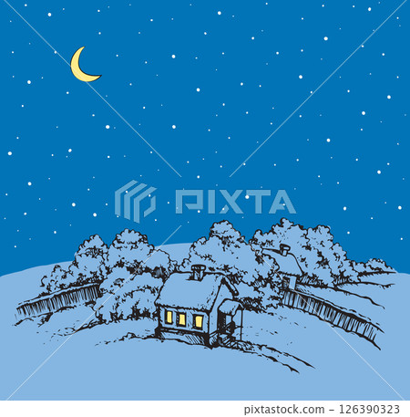 The village in winter. Vector drawing 126390323