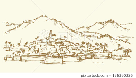 City in a desert. Vector drawing City in a desert. Vector drawing 126390326