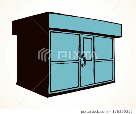Shop stall. Vector drawing icon Shop stall. Vector drawing icon 126390335