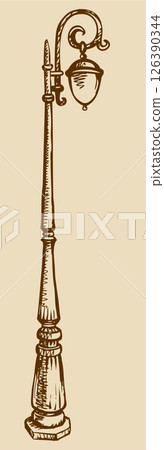 Street lantern. Vector sketch 126390344