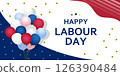Labor Day, American flag color balloons and stars design for celebration and sale 126390484