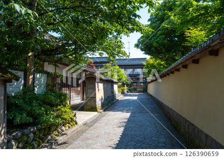 Traditional street in Nagamachi District, Kanazawa, Japan 126390659