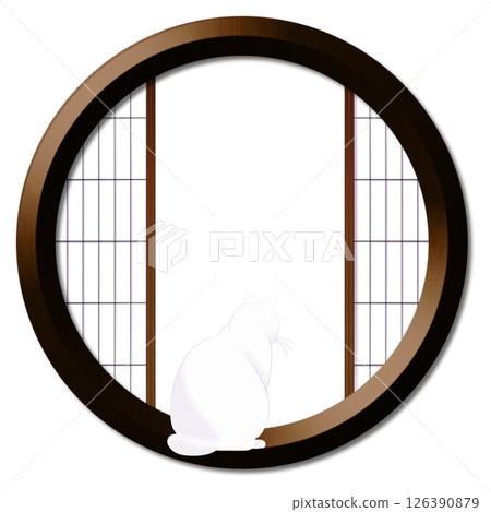 Round window and cat 126390879