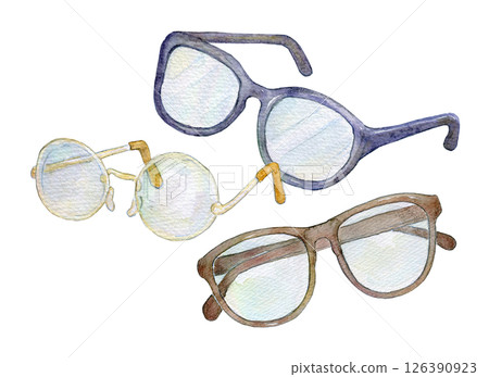 各種類型眼鏡的水彩插圖 126390923