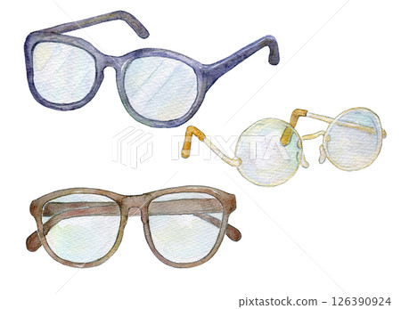 Watercolor illustrations of various types of glasses 126390924