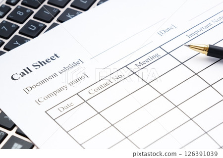 Fill in the reservation reception management table (Call-Sheet) and perform reservation management work Fill in the reservation reception management table (Call-Sheet) and perform reservation management work 126391039