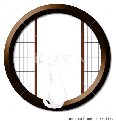 Round window and cat Round window and cat 126391159