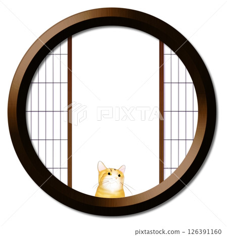 Round window and cat Round window and cat 126391160