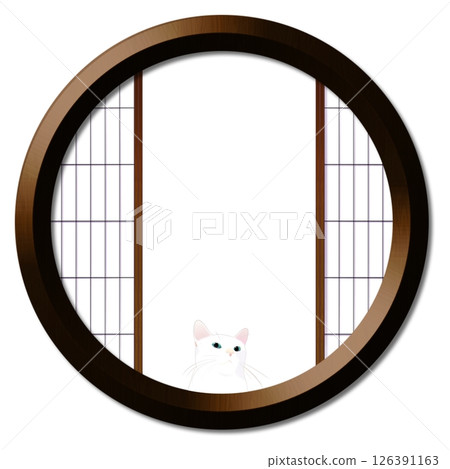 Round window and cat 126391163