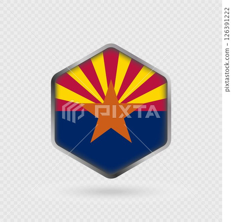 Arizona State Flag Icon in Hexagon Shape. 126391222