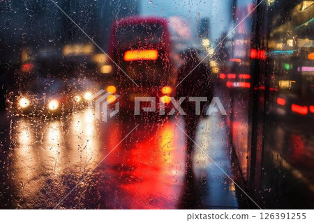 Night city view from inside the car 126391255