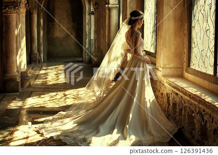 穿著白色婚紗的女人 126391436
