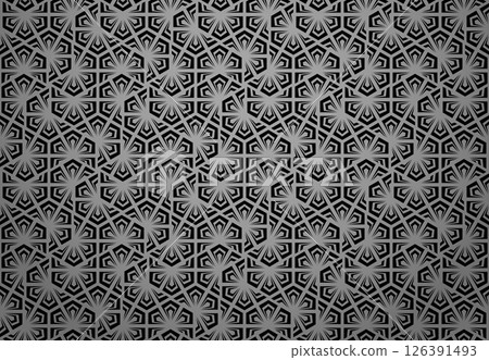 Flower geometric pattern. Seamless vector background. Gray and black ornament Flower geometric pattern. Seamless vector background. Gray and black ornament 126391493