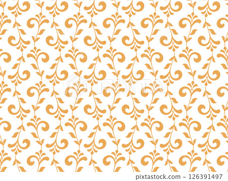 Flower pattern. Seamless white and golden ornament. Graphic vector background 126391497