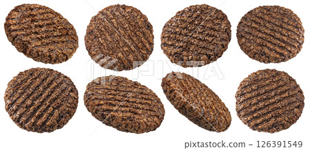 Plant based burger patty isolated on white background with clipping path, package design element 126391549