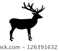 Deer black silhouette isolated on white background. Horny young Fallow deer shadow shape profile view, vector design eps 10 126391632