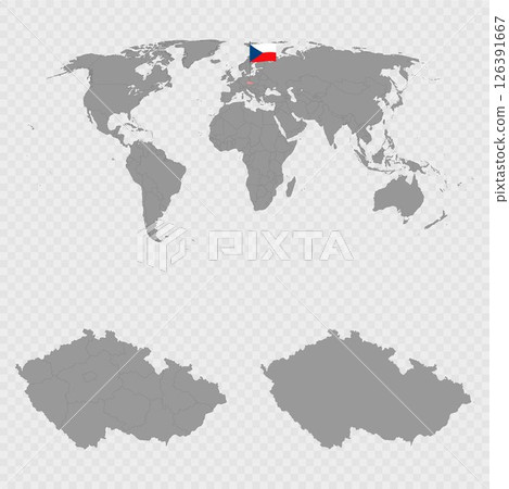Czech Republic Map Set with World Location. 126391667