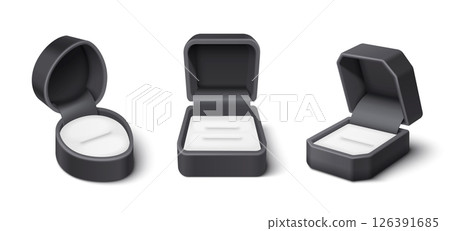 Set of open teal jewelry gift boxes Set of open teal jewelry gift boxes 126391685