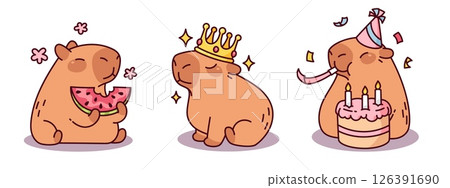 Cute capybara cartoon drawings 126391690