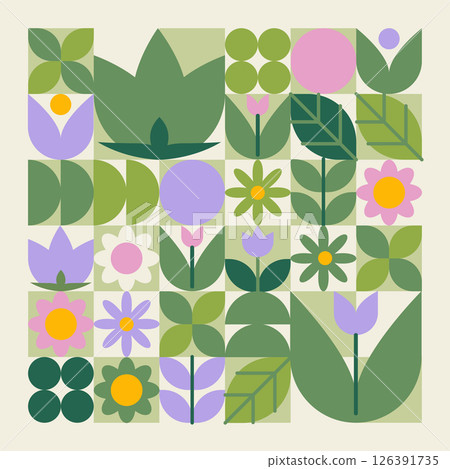 Geometric flower pattern 126391735