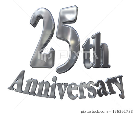 3DCG文字“25週年/25週年紀念馬克·斯帕克” 126391788