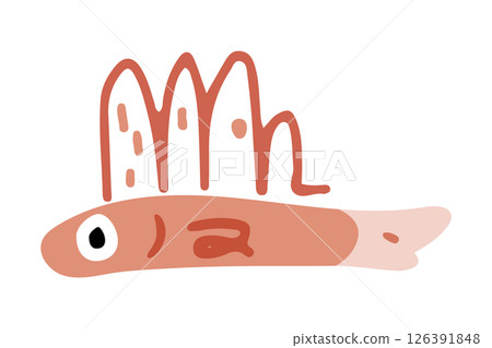 Cartoon Abstract Spiny Fish Drawing 126391848