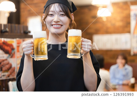 Woman working at a bar 126391993