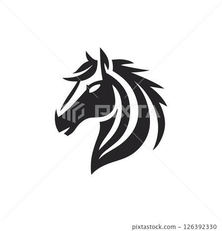 stallion logo. Horse head vector. Horse silhouette. Black horse vector. Horse emblem. 126392330