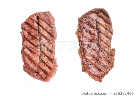 BBQ roasted Top blade steak, Australian Oyster Top blade steak isolated on white background. top view 126392496