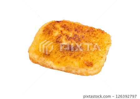 Fried Chicken cordon bleu cutlet with cheese and ham in breadcrumbs isolated on white backgroun Fried Chicken cordon bleu cutlet with cheese and ham in breadcrumbs isolated on white backgroun 126392797