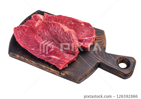 Raw kangaroo steak, wild fresh game meat isolated on white background. top view 126392866