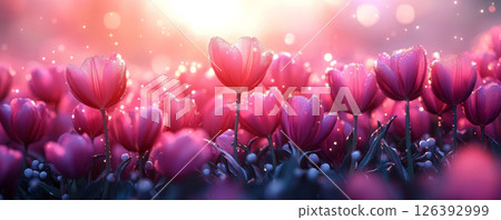 Dreamy Pink Tulips in Soft Glowing Light 126392999