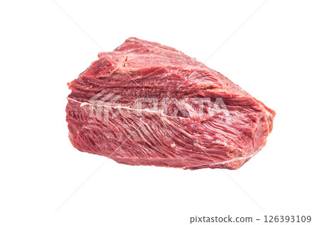 Raw Wild Boar meat, fresh Game Meat Isolated on white background. top view Raw Wild Boar meat, fresh Game Meat Isolated on white background. top view 126393109