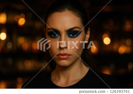 Dramatic Eye Makeup with Focus on a Woman's Gaze Dramatic Eye Makeup with Focus on a Woman's Gaze 126393701