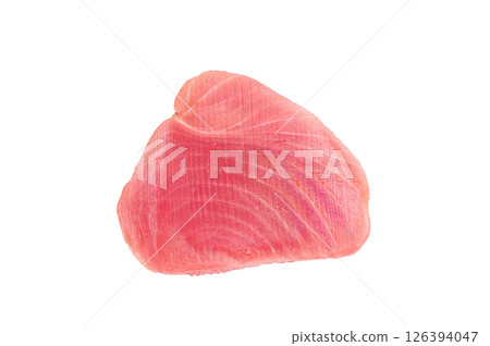 Premium raw tuna fillet steak, ideal for grilling or sashimi, a must-have for gourmet dishes and healthy meals. isolated on white background. top view Premium raw tuna fillet steak, ideal for grilling or sashimi, a must-have for gourmet dishes and healthy meals. isolated on white background. top view 126394047