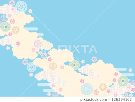 背景 2025-櫻花和花卉圖案 7-3 向量 126394162