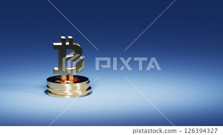 Bitcoin gold symbol coins concept. 3D Rendering illustration of Cryptocurrencies market concept. 126394327