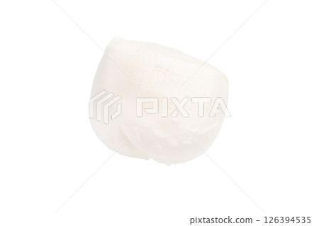 Piece of white mozzarella isolated on white background. top view 126394535
