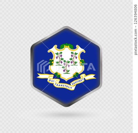 Connecticut State Flag Icon in Hexagon Shape. Connecticut State Flag Icon in Hexagon Shape. 126394806