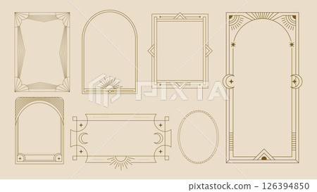 Frame Art Deco Set Geometric Card Border Celestial Banner Element Line Modern Vector Elegant Vintage Boho Luxury Holiday Art Nouveau 126394850