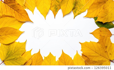 AI image: Yellow leaf frame material 126395011