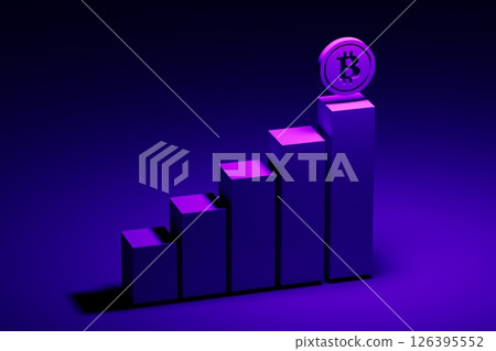 Bitcoin symbol growth chart. Bitcoin (BTC) growth concept. 126395552