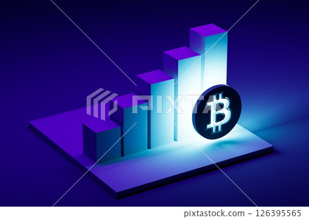 Bitcoin symbol growth chart. Bitcoin (BTC) growth concept. Bitcoin symbol growth chart. Bitcoin (BTC) growth concept. 126395565