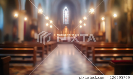 blurred background of rich church interior 126395769
