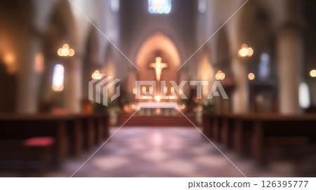 blurred background of rich church interior 126395777