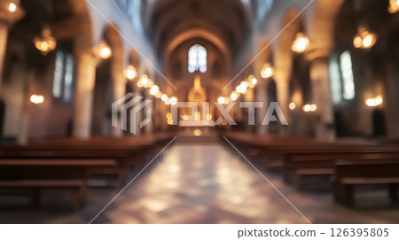 blurred background of rich church interior 126395805